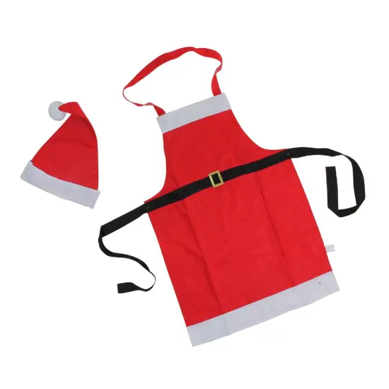 Northlight Unisex Adult Santa Claus Christmas Apron with Hat - One Size - Red and White {3}
