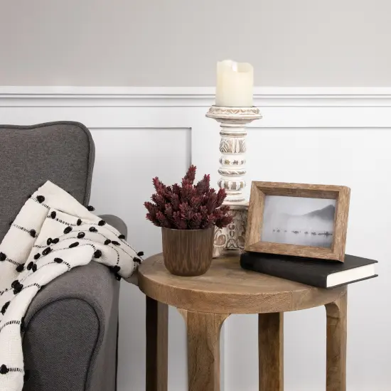 Northlight Wild Flower Artificial Plant in a Textured Lined Pot - 8" - Burgundy Red {3}