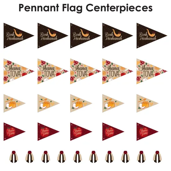 Big Dot of Happiness Rosh Hashanah - Triangle Jewish New Year Party Photo Props - Pennant Flag Centerpieces - Set of 20 {7}