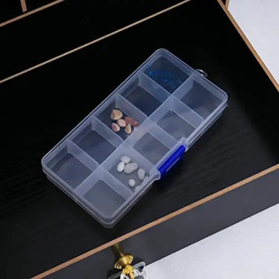 2 Pieces Plastic Jewelry Organizer Box Clear Storage Bead Case for Little Crafts/Arts Container with 10 Grids, Small {3}