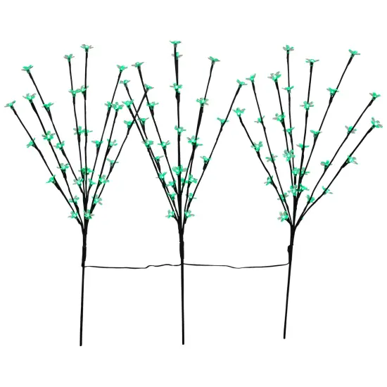 Northlight LED Lighted Artificial Cherry Blossom Tree Branches - 2.5' - Green - Set of 3 {3}