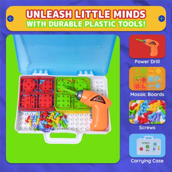 Drill & Play Creative Educational Toy with Real Toy Drill - Mosaic Design Building Toys Tool Kit {6}
