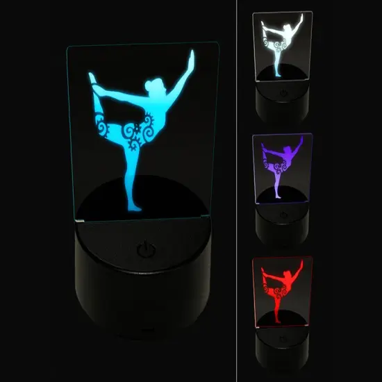 Yoga Pose Natarajasana Dancers Pose 3D Illusion LED Night Light Sign Nightstand Desk Lamp {1}