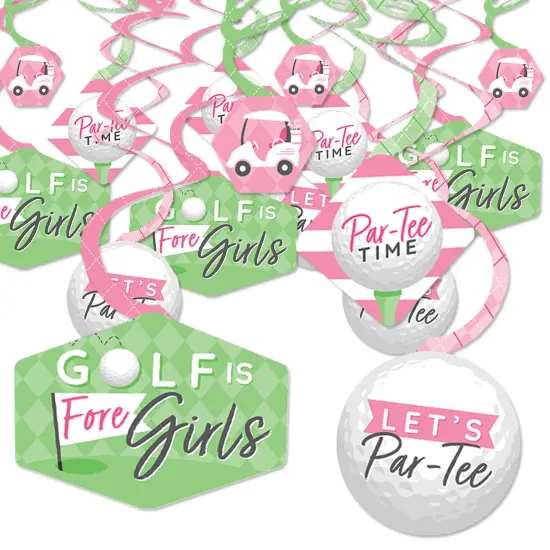 Big Dot of Happiness Golf Girl - Pink Birthday Party or Baby Shower Hanging Decor - Party Decoration Swirls - Set of 40 {1}
