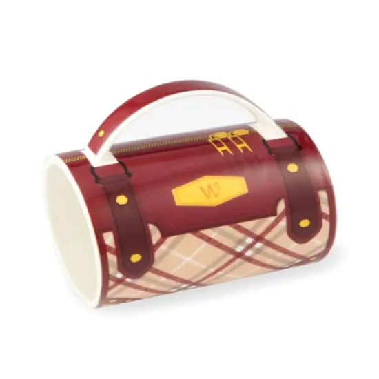 Wild Eye 5" Fashion Avenue Burgundy Red and Beige Tartan Plaid Print Ceramic Handbag Mug {1}