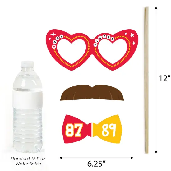 Big Dot of Happiness In My Football Era - Red and Gold Sports Party Photo Booth Props Kit - 20 Count {6}