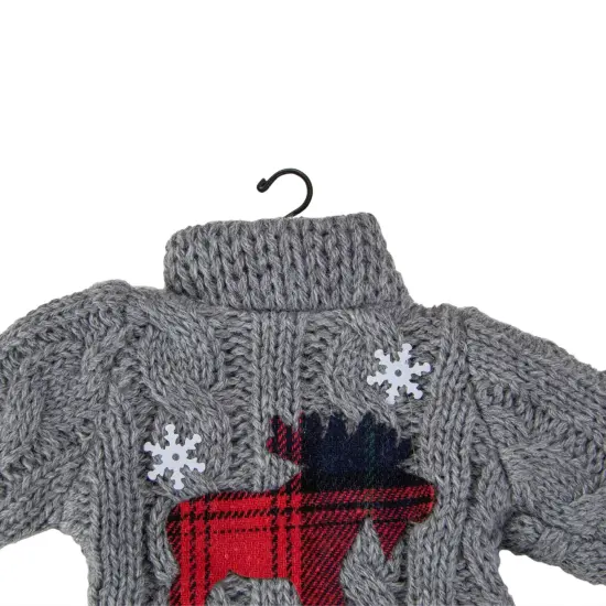 Northlight Ugly Sweater with Plaid Moose Christmas Ornament - 9" - Gray {6}