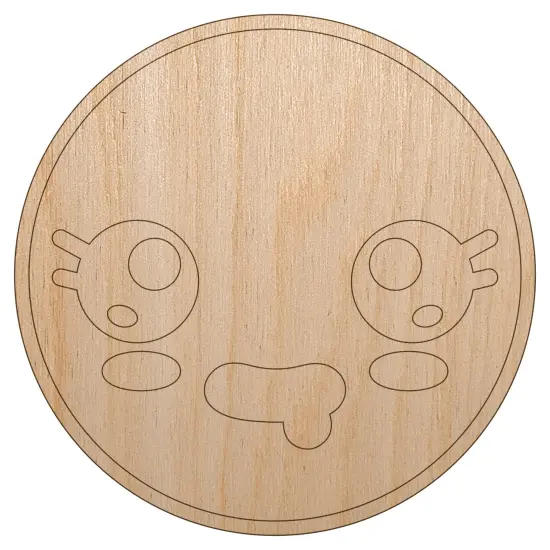 Kawaii Cute Sparkly Eyes Drool Face Unfinished Wood Shape Piece Cutout for DIY Craft Projects {2}