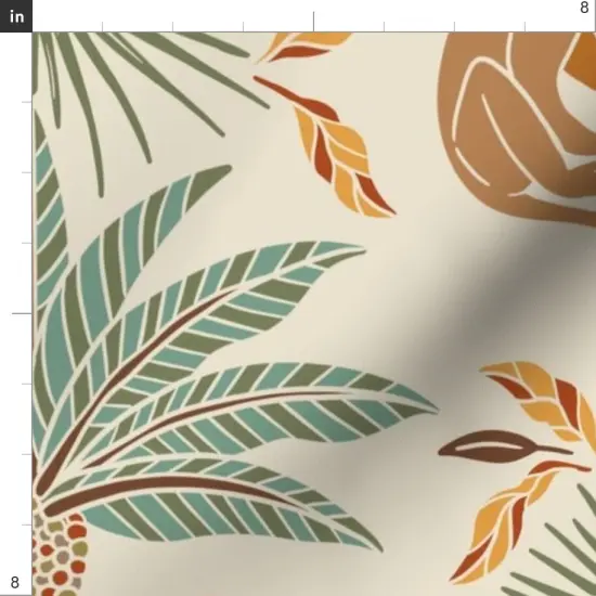Various Fabrics by the Yard or Fat Quarter Beige Art Deco Monkeys Safari Palm Trees Travel Boho Muted Neutrals Summer Animals Plants Large Scale Custom Printed Fabric by Spoonflower {4}