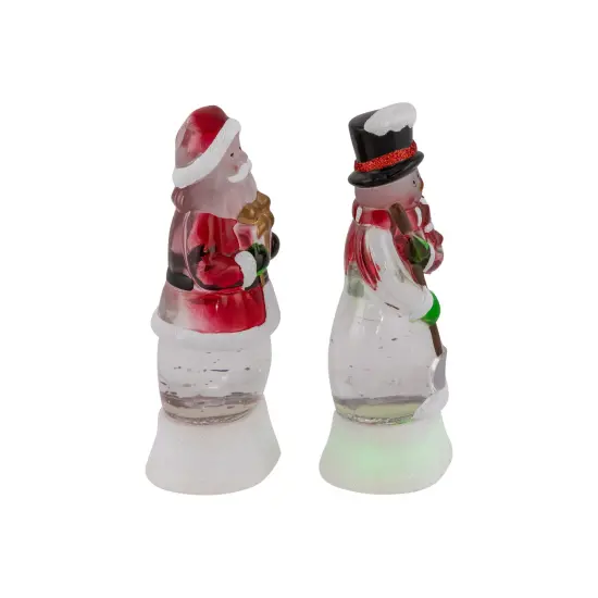 Northlight LED Lighted Color Changing Santa and SnowmanAcrylic Christmas Snow Globes - 6.25" - Set of 2 Red {4}