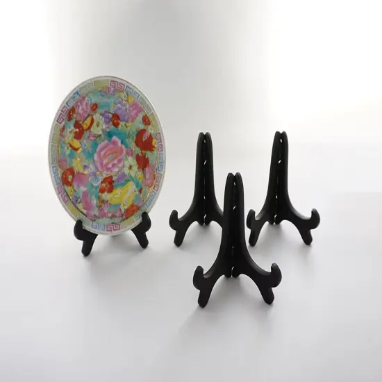 Artliving Black 4" Wood-Like Plastic Easels Plate Display Stands Picture Frame Stand Holder-Set of 4 {4}