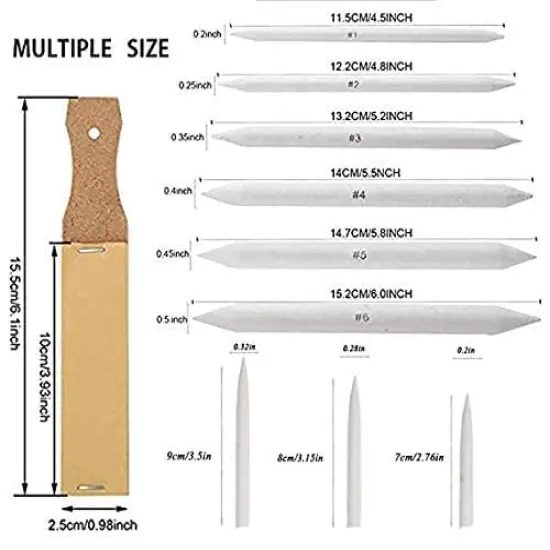 12 PCS Blending Stumps and Tortillions Paper Art Blenders with Sandpaper Pencil Sharpener Pointer for Student Artist Charcoal Sketch Drawing Tools {1}