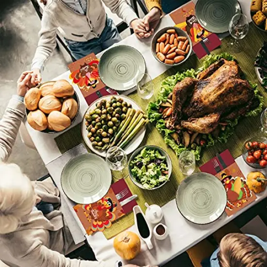 24PCS Thanksgiving Cutlery Holder Set Thanksgiving Table Decor Set Thanksgiving Table Setting Decorations Thanksgiving Turkey Utensil D&eacute;cor for Thanksgiving Autumn Fall Harvest Party Table Decoration {3}