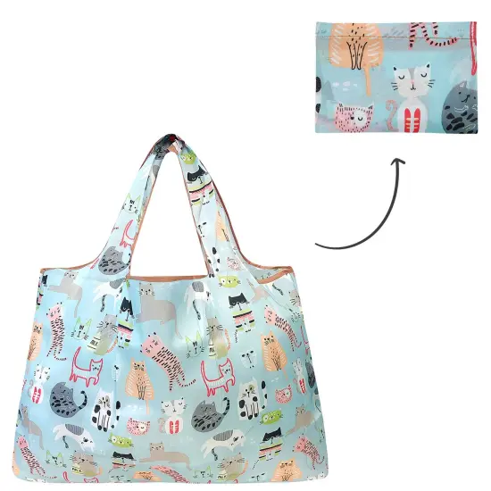 Wrapables Large Foldable Tote Nylon Reusable Grocery Bag Owls {9}