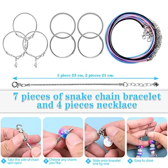 AIPRIDY Charm Bracelet Making Kit,DIY Craft for Girls, Unicorn Mermaid Crafts Gifts Set for Arts and Crafts for Girls Teens Ages 6-12 (125 Pieces) {4}