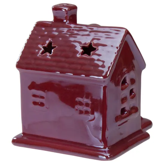 Northlight Ceramic House with Star Cutouts Christmas Decoration - 4" Pink {5}