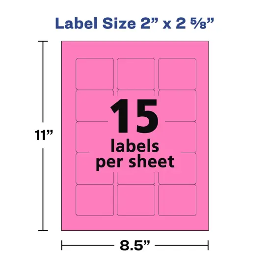 Avery Labels with Sure Feed, Assorted Bright Colors, 2" x 2-5/8", Laser/Inkjet, 150 Labels (4331) {6}