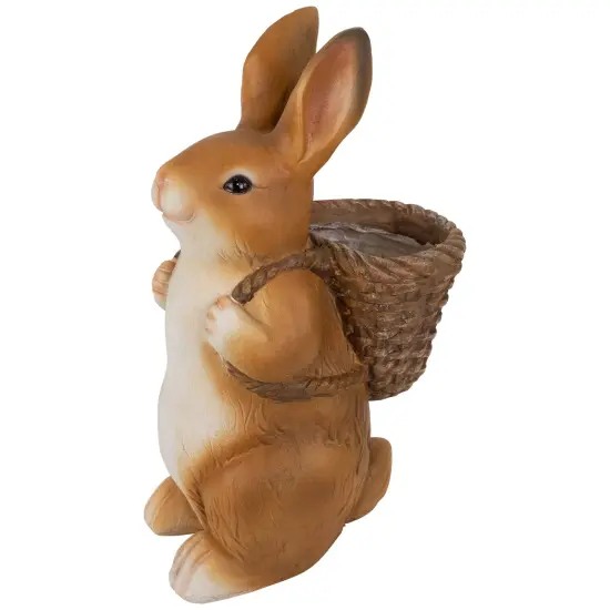 Northlight Standing Bunny Carrying a Basket Outdoor Garden Statue - 16.75" Brown {5}