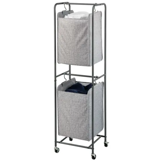 mDesign Vertical Portable Laundry Hamper Basket - Metal Frame {1}