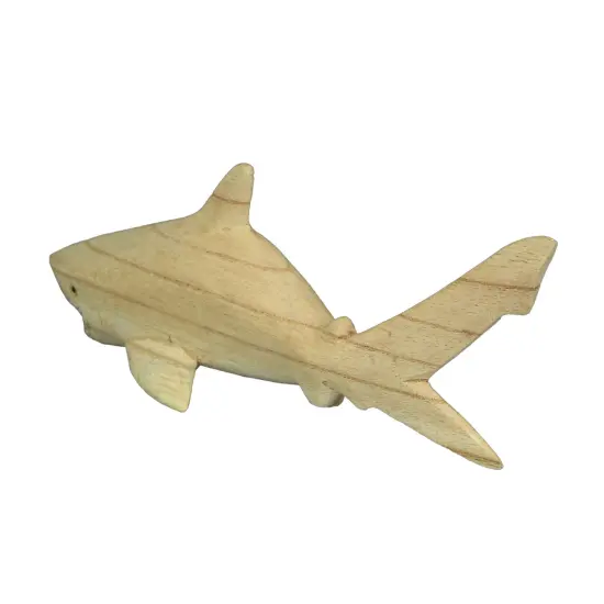 8" Hand Carved Great White Shark Wooden Sculpture &ndash; Nautical Ocean Decor {4}