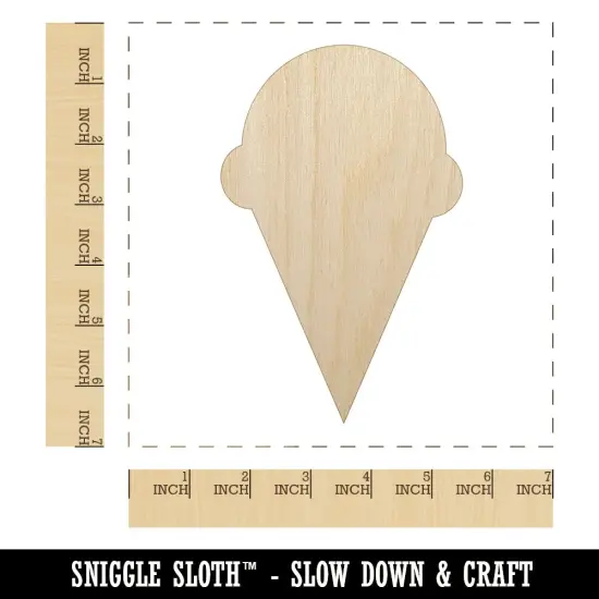 Ice Cream Cone Solid Unfinished Wood Shape Piece Cutout for DIY Craft Projects {1}