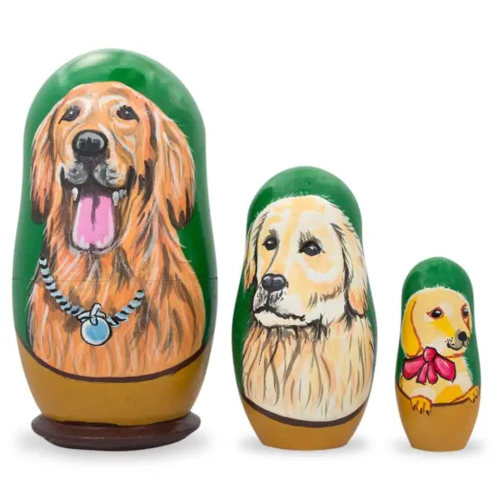Set of 3 Labrador Retrievers Wooden Nesting Dolls 4.25 Inches {1}