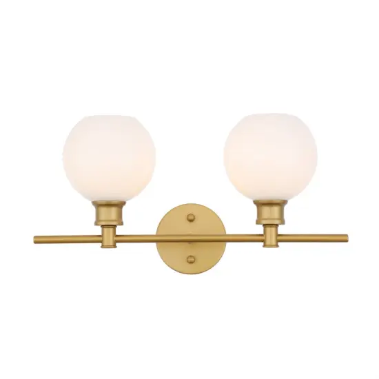 Collier 2 light Brass and Frosted white glass Wall sconce {1}