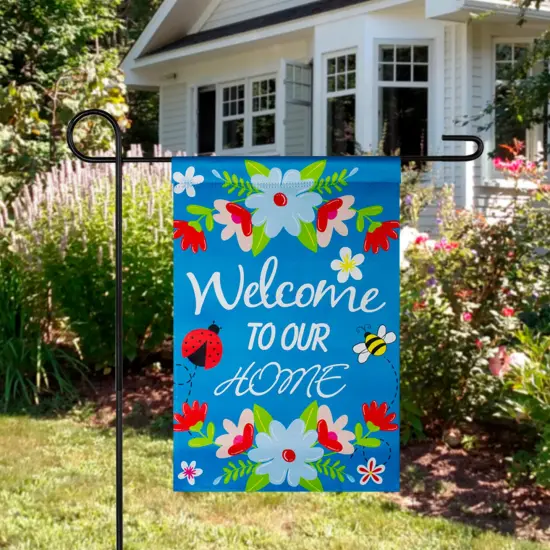 Northlight Welcome to Our House Outdoor Garden Flag - 12.5" x 18" Blue {4}