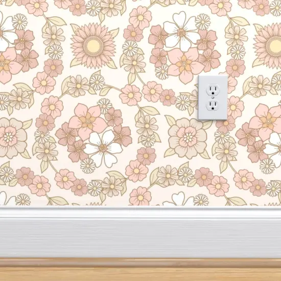 Pre-Pasted Wallpaper 2FT Wide Bumblebee Modern Geometric Shapes Whimsical Yellow Gold Spring Bees Whimsical Children Fun Insect Beehive Custom Pre-pasted Wallpaper by Spoonflower {4}