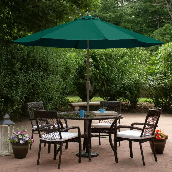 Northlight 9ft Outdoor Patio Market Umbrella with Hand Crank and Tilt, Hunter Green {3}