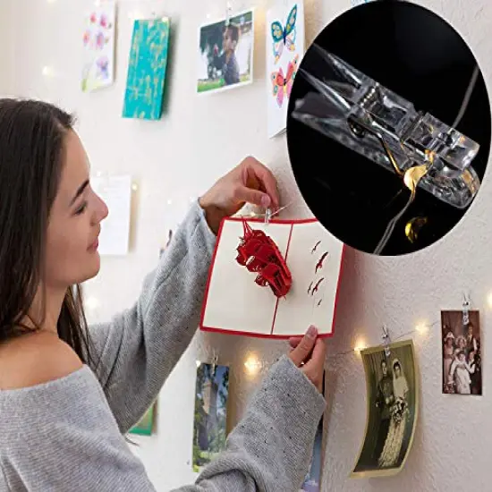 17Ft - 50 LED Photo ClipFairy String Lights with 50 Clear Clips for Hanging Pictures, Photo String Lights with Clips - Perfect Dorm Bedroom Wall Decor Wedding Decorations {5}