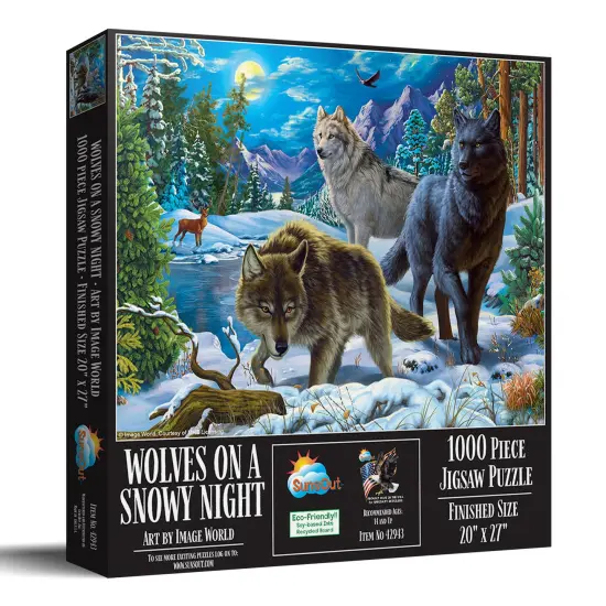 Sunsout Wolves on a Snowy Night 1000 pc Jigsaw Puzzle 42943 {3}