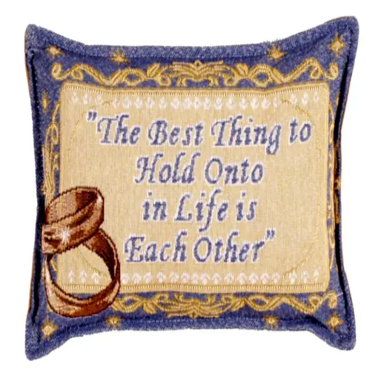 Simply Home 12" Blue and Yellow Entwined Gold Wedding Bands Rectangular Throw Pillow {1}