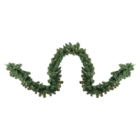 Northlight Pre-Lit Pine Artificial Christmas Garland - 9' x 10" - Clear Always Lit Lights Green {1}