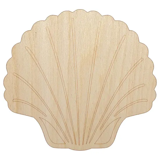 Scallop Seashell Beach Shell Unfinished Wood Shape Piece Cutout for DIY Craft Projects {2}
