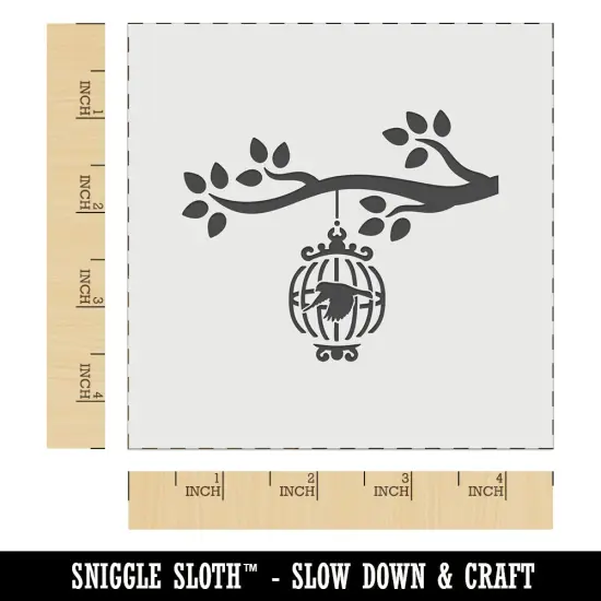 Bird Cage on Tree Branch Wall Cookie DIY Craft Reusable Stencil {6}