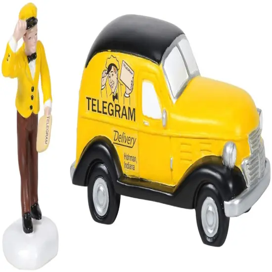 Department 56 Set of 2 Department 56 Old Man's Telegram Delivered Christmas Figurines Yellow {1}