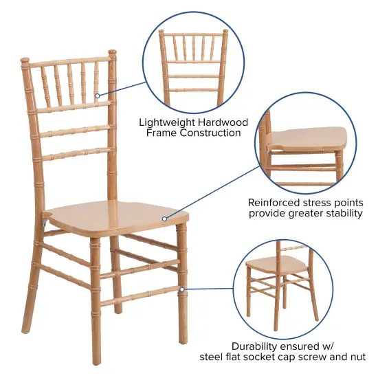 Emma and Oliver Wedding & Event Wood Chiavari Dining Chair Natural {2}