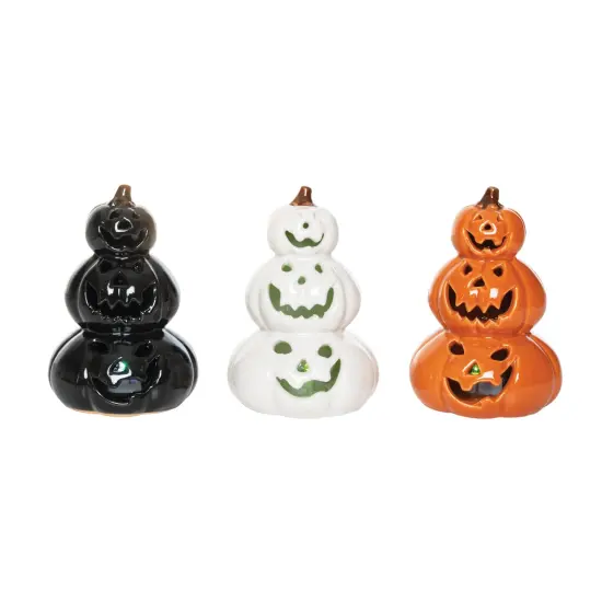 Triple Halloween Pumpkins Stack W/LED Figurine A/3 {1}