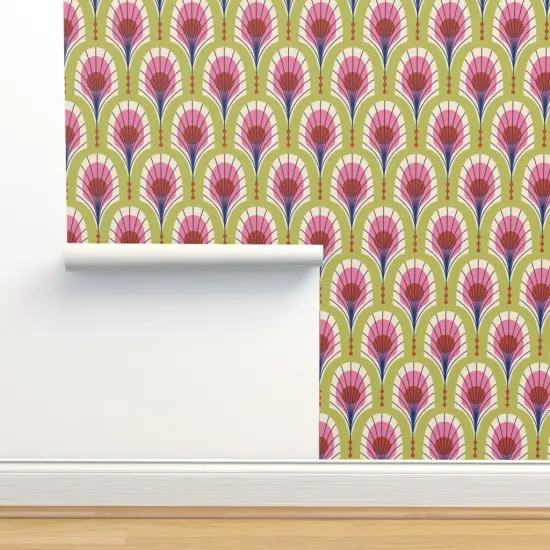Peel & Stick Wallpaper 2FT Wide Animal Print Art Deco Bold Modern Feathers Custom Removable Wallpaper by Spoonflower {2}