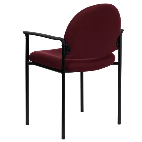 Emma and Oliver Comfort Stackable Steel Side Reception Chair with Arms Burgundy Fabric {4}