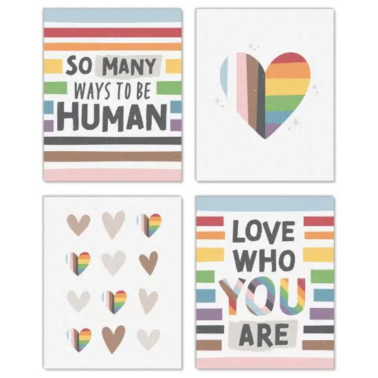 Big Dot of Happiness So Many Ways to Be Human - Unframed Pride Linen Paper Wall Art - Set of 4 - Artisms - 8 x 10 inches {1}