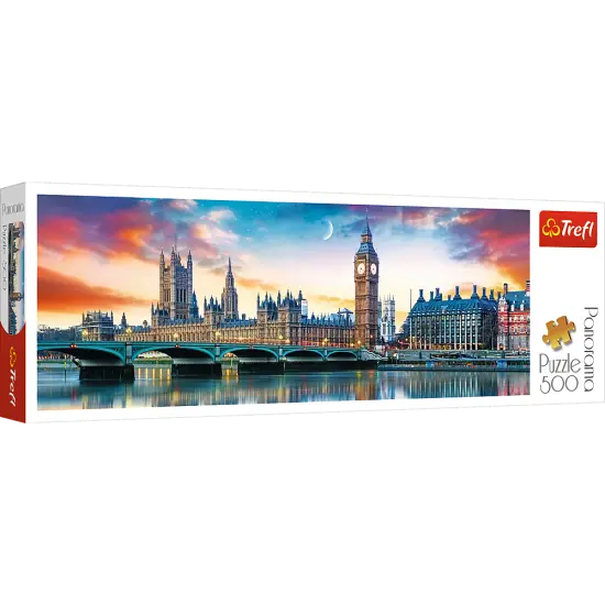 Panorama 500 Piece Jigsaw Puzzles, Big Ben and Palace of Westminster, London, Sunset, Puzzle of England, Adult Puzzles, Trefl 29507 {1}
