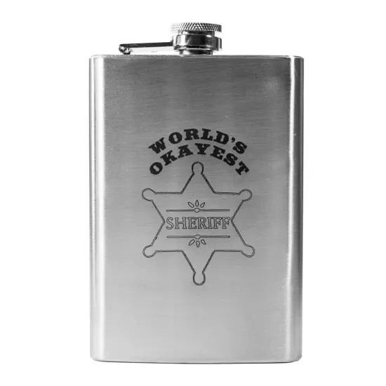 8oz World's Okayest Sheriff Stainless Steel Flask {1}