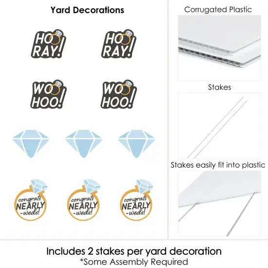 Big Dot of Happiness Just Engaged - Black and White - Diamond Ring Lawn Decorations - Outdoor Engagement Party Yard Decorations - 10 Piece {6}