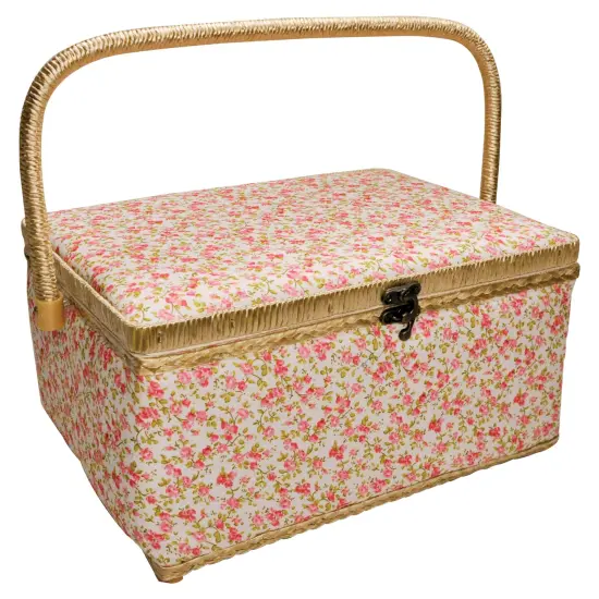Folding Sewing Basket Floral - pink/white {1}