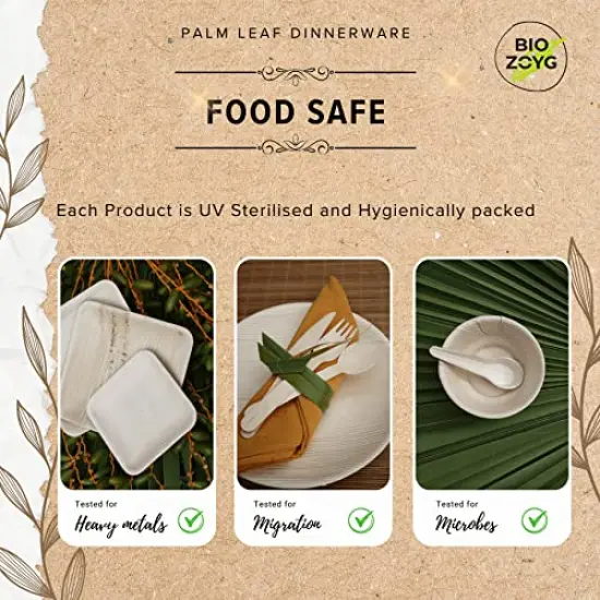 75 Pieces 9 inch & 6 inch & 3 inch Square Combo Plates | Disposable Plates | Like Bamboo plates | Palm leaf Plates for Dinner | Compostable Plates | Picnic Party Plates better than Paper Plates {5}