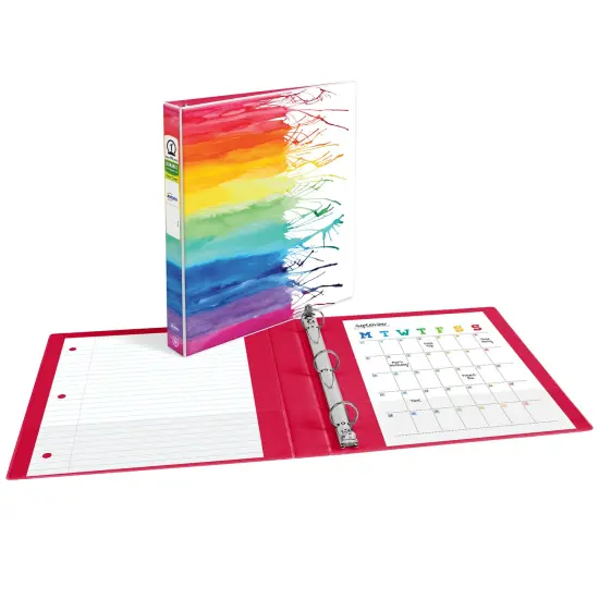 Avery + Amy Tangerine Designer Collection Binder, 1" Round Rings, 175-Sheet Capacity, Watercolor Rainbow (28322) {2}