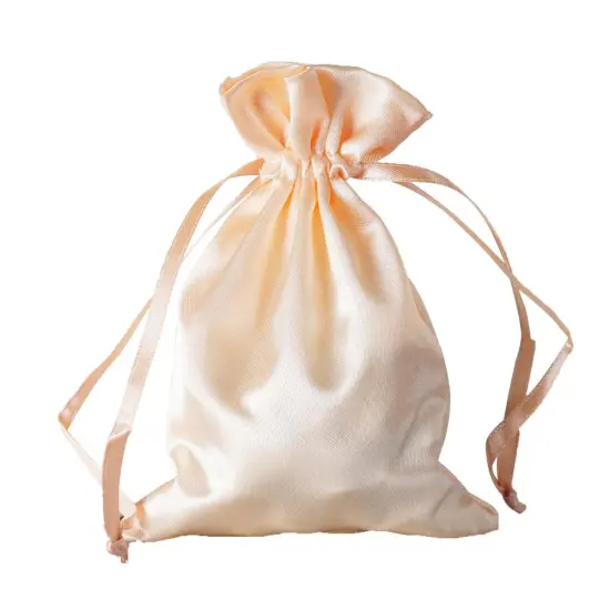 60 pcs 4x6 Satin Favor Drawstring Bags Peach {1}