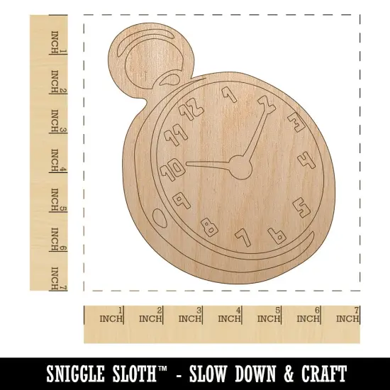 Pocket Watch Unfinished Wood Shape Piece Cutout for DIY Craft Projects {1}